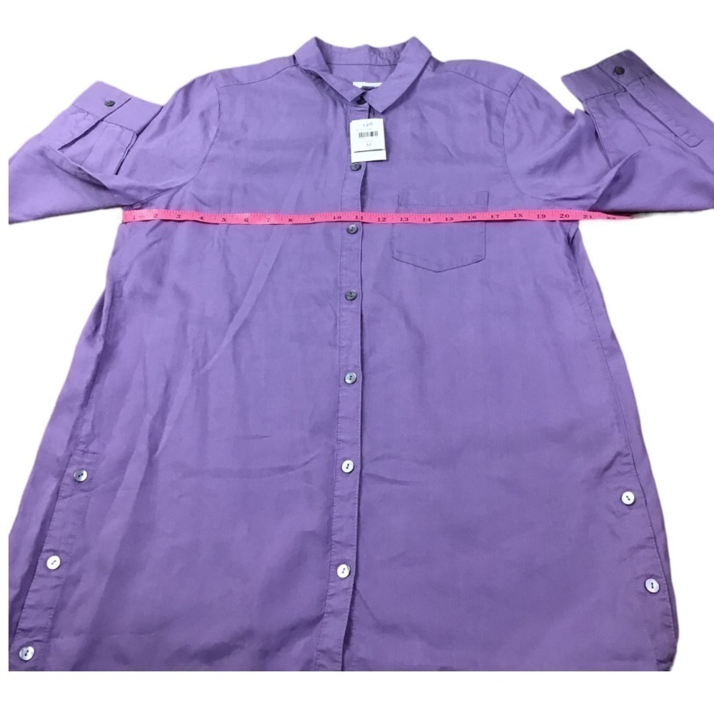 J. Jill Women’s Size Medium Viola Purple Button Down Shirt Button Sides Tencel - Picture 10 of 12